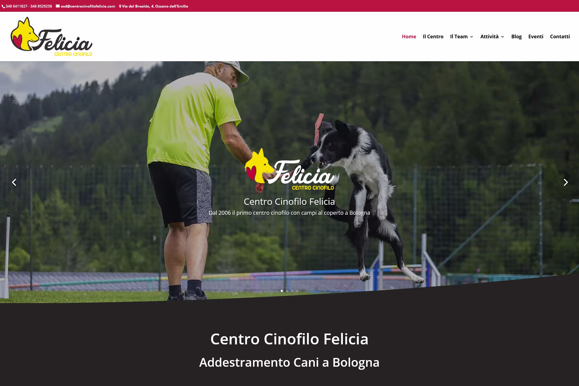 realizzazione-siti-web-bologna-portfolio-centro-cinofilo-felicia Immagine Raffigurante il Sito Web Sviluppato per Centro Cinofilo Felicia